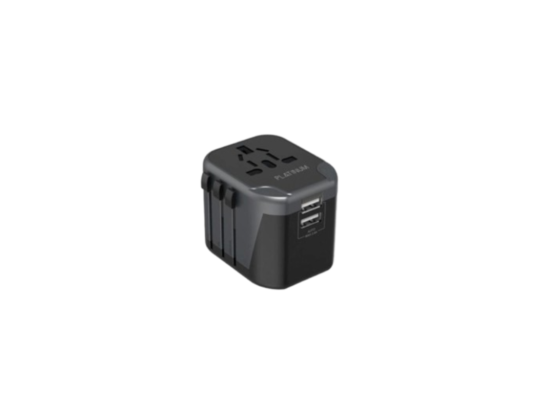 Platinum Universal Travel Adapter Dual USB 2.4A – Black Platinum Universal Travel Adapter Dual USB 2.4A – Black